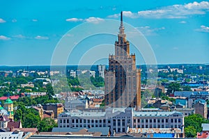 Aerial view of Latvian capital Riga with Latvian Academy of Scie