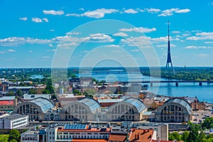 Aerial view of Latvian capital Riga with Latvian Academy of Scie