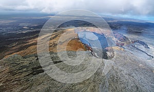 Aerial view of lava lake of Puu Oo crater photo