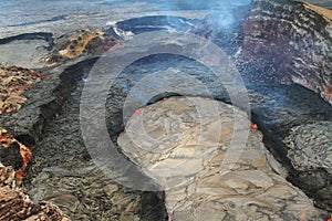 Aerial view of lava lake of Puu Oo crater photo