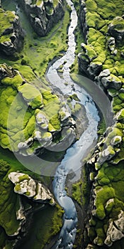 Aerial View Of Lava River In Green Iceland - Stunning Nature-inspired Photography