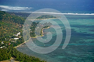 Aerial view of Le Morne Brabant village in Mauritius