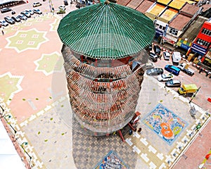 Aerial view of The Leaning Tower of Teluk Intan is a clock tower in Teluk Intan Perak, Malaysia photo