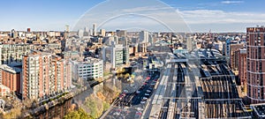 Aerial view of Leeds city railway station