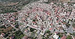 Aerial view Lefkara Cyprus cityscape.