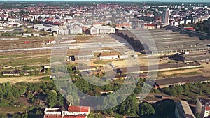 Aerial view of Leipzig Hauptbahnhof or city central railway station, Germany