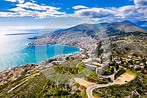 Letecký pohľad z hrad v albánsko 