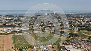 Aerial view Lelystad, capital city province Flevoland, The Netherlands