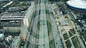Aerial view of Leningradsky Prospekt avenue, Dinamo metro station. Moscow, Russia photo