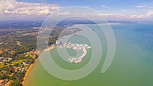Aerial view of the Lexis Hibiscus Hotel Port Dickson, off the Malaysia coast photo