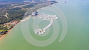 Aerial view of the Lexis Hibiscus Hotel Port Dickson, off the Malaysia coast photo