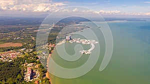 Aerial view of the Lexis Hibiscus Hotel Port Dickson, off the Malaysia coast