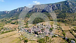 Aerial view of Liaucous hamlet in the Gorges du Tarn