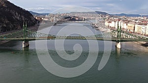 Aerial view of Liberty Bridge Budapest, Hungary