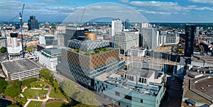 Aerial view of the library of Birmingham, Baskerville House, Centenary Square