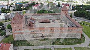 Aerial view of Lida Castle. The city of Lida. Belarus.