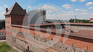 Aerial view of Lida Castle. The city of Lida. Belarus.