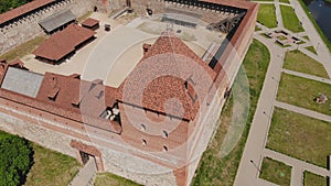 Aerial view of Lida Castle. The city of Lida. Belarus.