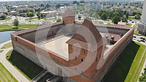 Aerial view of Lida Castle. The city of Lida. Belarus.