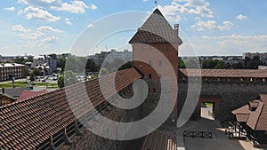 Aerial view of Lida Castle. The city of Lida. Belarus.