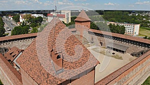 Aerial view of Lida Castle. The city of Lida. Belarus.