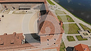 Aerial view of Lida Castle. The city of Lida. Belarus.