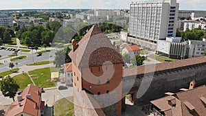 Aerial view of Lida Castle. The city of Lida. Belarus.