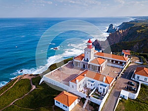 Aerial view of lighthouse at Cabo da Roca photo