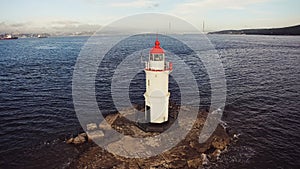 Aerial view of the lighthouse at Cape Egersheld in Vladivostok