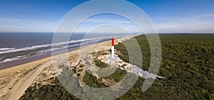 Aerial view of lighthouse La Coubre in La Tremblade, Charente Maritime