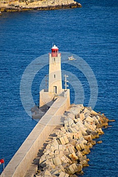 Aerial view of the lighthouse at Port Lympia, Nice, South of France