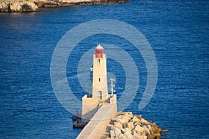 Aerial view of the lighthouse at the Port of Nice, South of France
