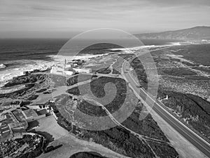 Aerial view from a lighthouse in the Portuguese coastline. Cape raso Lighthouse Cascais, Portugal photo