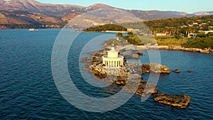 Aerial view of Lighthouse of Saint Theodore in Lassi, Argostoli, Kefalonia island in Greece. Saint Theodore lighthouse in