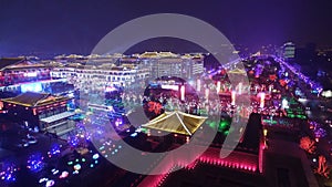 Aerial view of lighting show in Datang Everbright city for celebrate Chinese spring festival ,xi`an, shaanxi, china