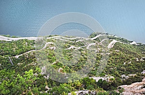 aerial view of Ligurian mountain roads