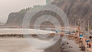 Aerial view of Lima's Coastline in the neighborhood of Miraflores timelapse, Lima, Peru photo