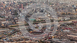 Aerial view of Lima skyline timelapse from San Cristobal hill.