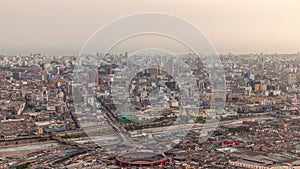 Aerial view of Lima skyline timelapse from San Cristobal hill. photo