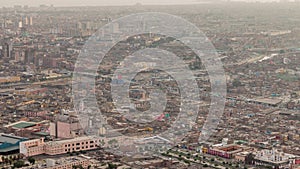 Aerial view of Lima skyline timelapse from San Cristobal hill. photo