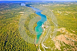 Aerial view of Limski kanal or Lim channel