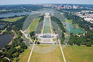 Aerial view of Lincoln memorial in Washington DC photo
