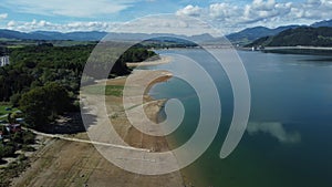 .Aerial view of Liptovska Mara reservoir in Slovakia. Water surface