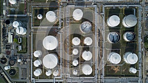 Aerial view liquid chemical tank terminal, Storage of liquid chemical and petrochemical products tank, Oil and gas storage tanks