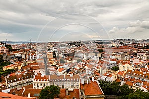 Aerial View on Lisbon and 25 Abril Bridge photo