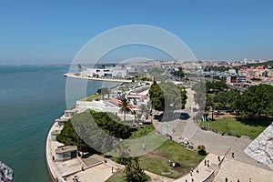 Aerial View of Lisbon from Belem Tower on the Tagus River, Portugal