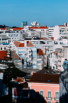 Aerial view of Lisbon cityscape, Portugal
