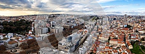 Aerial view of Lisbon, Portugal and Plaza de Restauradores