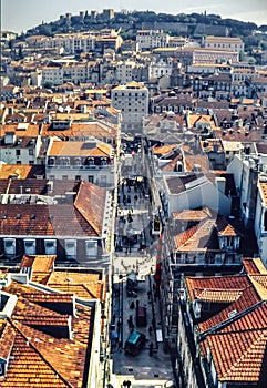 Aerial view of Lisbon, Portugal. Sao Jorge Castle in a summer day.