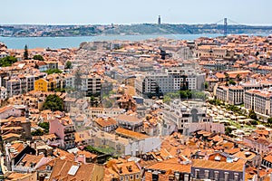 Aerial view of Lisbon from the Senhora do Monte viewpoint